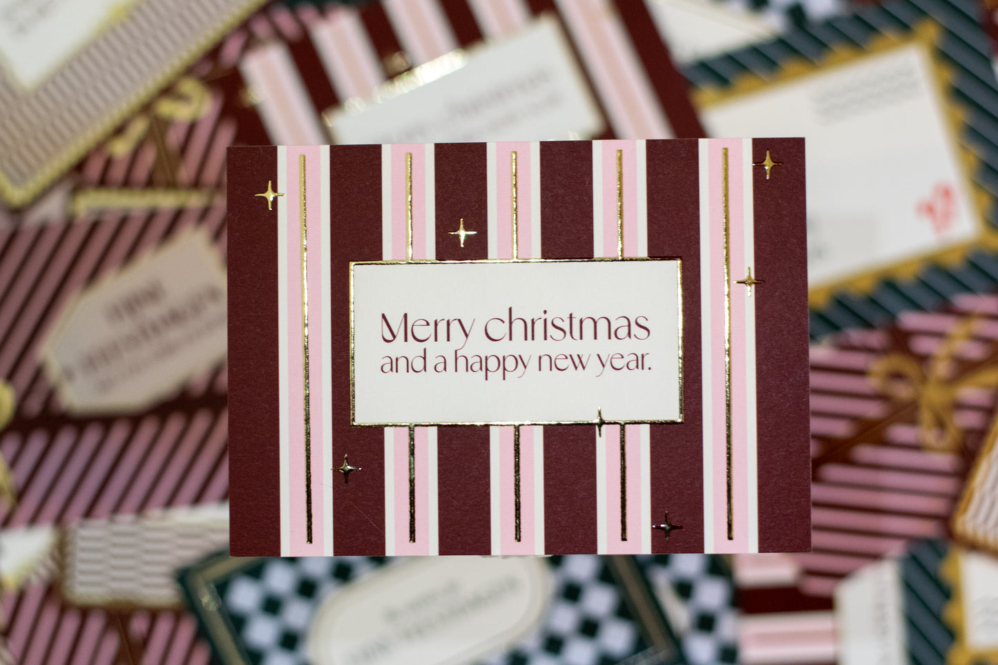 Kerstkaart streepjes